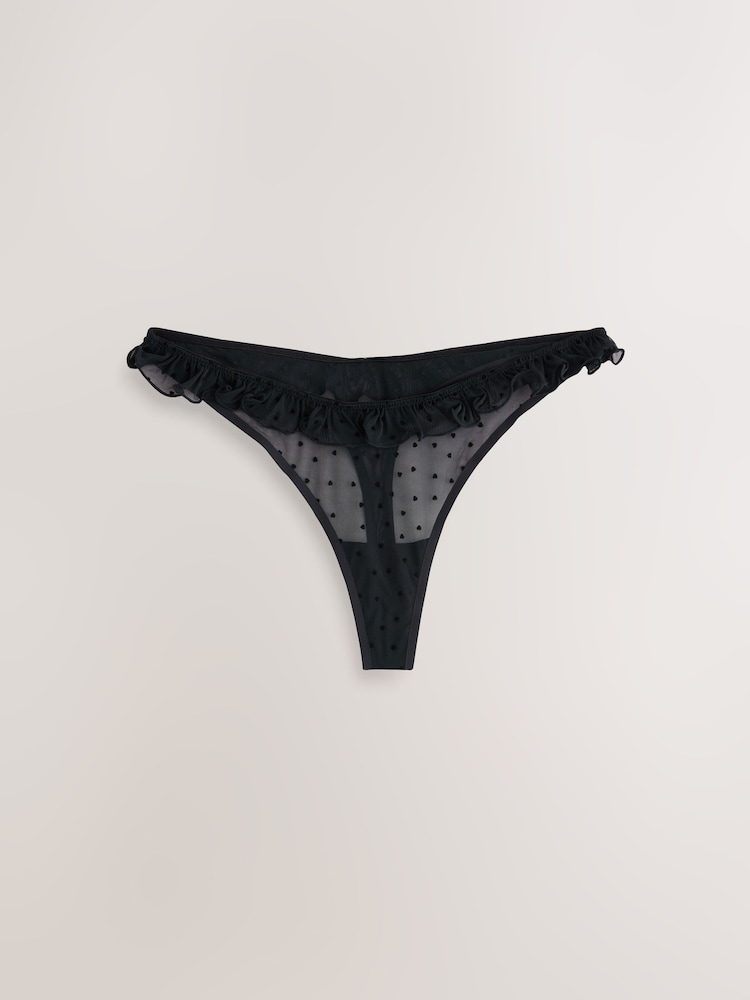 Red / Black Thong Heart Mesh Flocked Knickers 2 Pack - Image 2 of 5