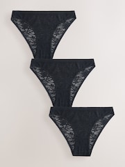 Black High Leg All Over Lace No VPL Knickers 3 Pack - Image 1 of 13