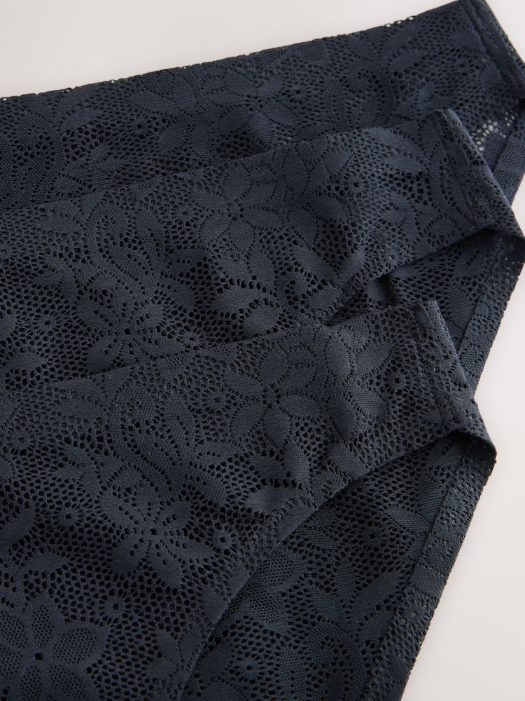 Black High Leg All-Over Lace No VPL Knickers 3 Pack - Image 10 of 10