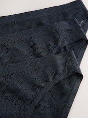 Black High Leg All Over Lace No VPL Knickers 3 Pack - Image 5 of 13
