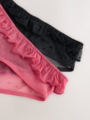 Red / Black Brazilian Heart Mesh Flocked Knickers 2 Pack - Image 11 of 11