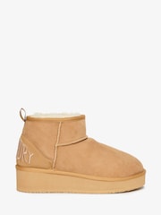 Superdry Brown Suede Sherpa Platform Boots - Image 1 of 6