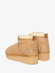 Superdry Brown Suede Sherpa Platform Boots - Image 4 of 6