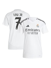 adidas White Womens Real Madrid Home Shirt 2024-25 Vini Jr. 7 - Image 1 of 3