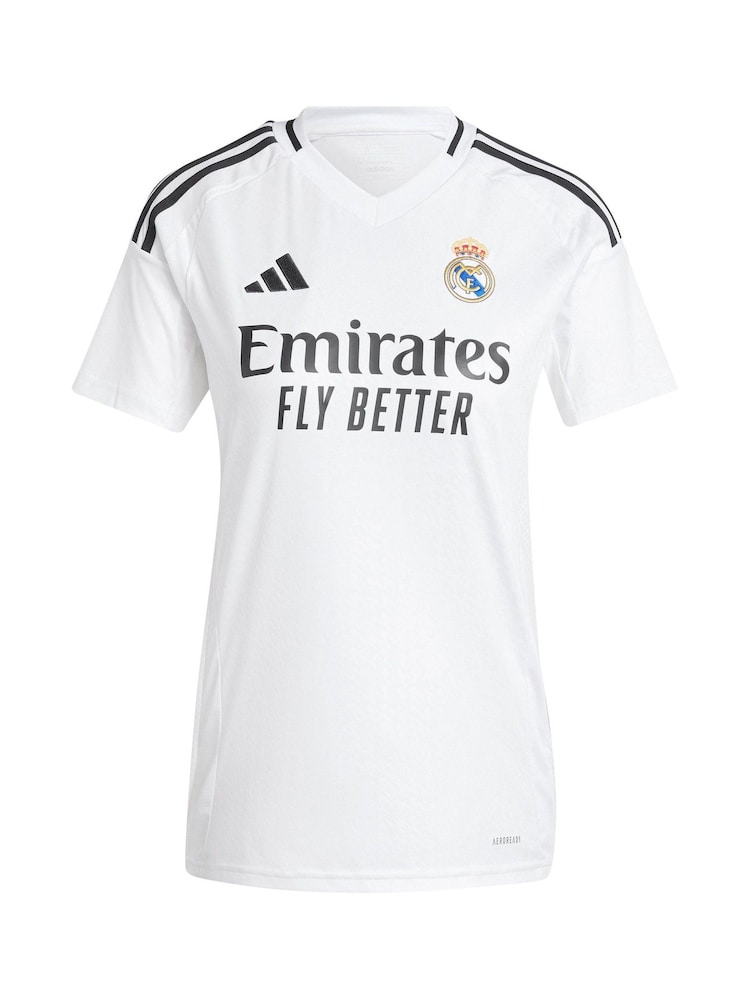 adidas White Womens Real Madrid Home Shirt 2024-25 Vini Jr. 7 - Image 2 of 3