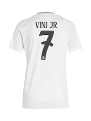 adidas White Womens Real Madrid Home Shirt 2024-25 Vini Jr. 7 - Image 3 of 3