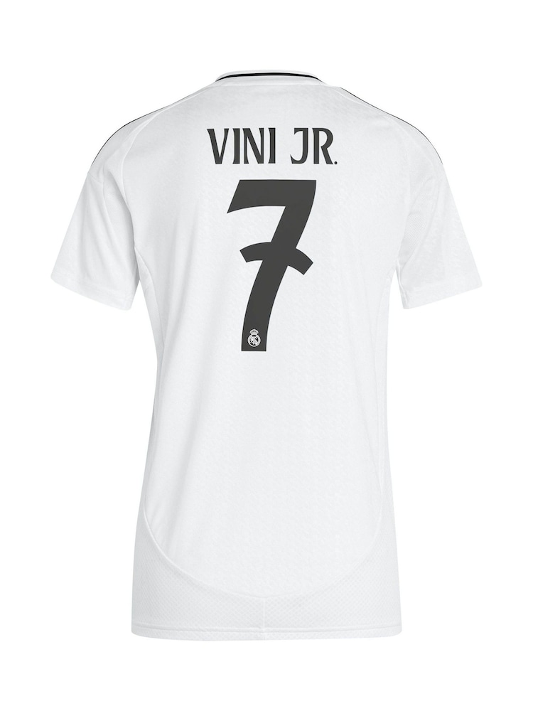 adidas White Womens Real Madrid Home Shirt 2024-25 Vini Jr. 7 - Image 3 of 3