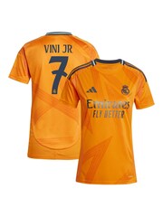 adidas Orange Womens Real Madrid Away Shirt 2024-25 Vini Jr. 7 - Image 1 of 3