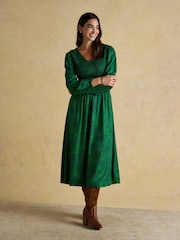 Joules Lilliana Green Shirred Dress - Image 1 of 7