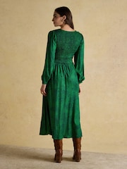 Joules Lilliana Green Shirred Dress - Image 2 of 7