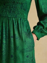 Joules Lilliana Green Shirred Dress - Image 5 of 7
