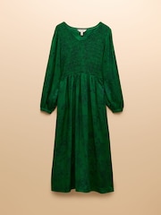 Joules Lilliana Green Shirred Dress - Image 7 of 7