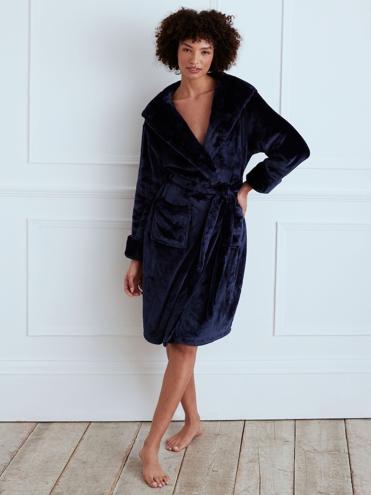 Chelsea Peers Blue Fleece Dressing Gown - Image 1 of 4 Chelsea Peers Blue Fleece Dressing Gown - Image 1 of 4