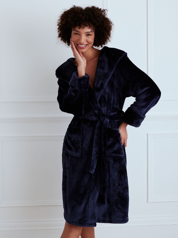 Chelsea Peers Blue Fleece Dressing Gown - Image 2 of 4 Chelsea Peers Blue Fleece Dressing Gown - Image 2 of 4