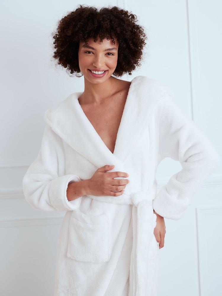 Chelsea Peers White Fleece Dressing Gown - Image 2 of 4 Chelsea Peers White Fleece Dressing Gown - Image 2 of 4