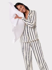 Chelsea Peers White/Blue 100% Cotton Stripe Long Pyjamas Set - Image 1 of 5