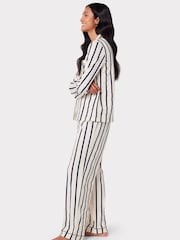 Chelsea Peers White/Blue 100% Cotton Stripe Long Pyjamas Set - Image 4 of 5