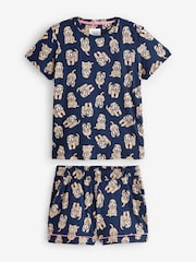 Chelsea Peers Blue Short Pyjamas Cockapoo Print Crewneck Long Pyjama Set - Image 1 of 3