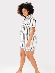 Chelsea Peers Blue 100% Organic Cotton Curve Stripe Short Pyjamas Set - Image 1 of 5