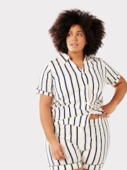 Chelsea Peers Blue 100% Organic Cotton Curve Stripe Short Pyjamas Set - Image 2 of 5