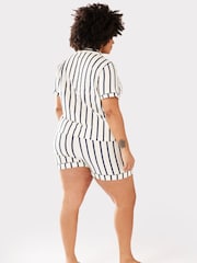 Chelsea Peers Blue 100% Organic Cotton Curve Stripe Short Pyjamas Set - Image 3 of 5