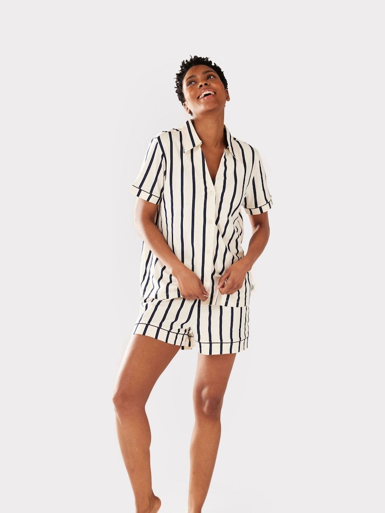 Chelsea Peers 100% Cotton Stripe Short Pyjamas Set - صورة 1 من 5