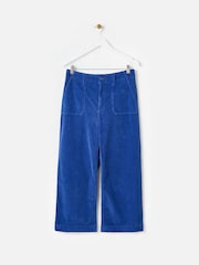 Oliver Bonas Blue Corduroy Cropped Wide Leg Trousers - Image 3 of 7