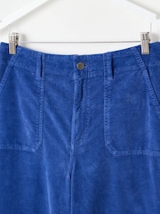 Oliver Bonas Blue Corduroy Cropped Wide Leg Trousers - Image 7 of 7