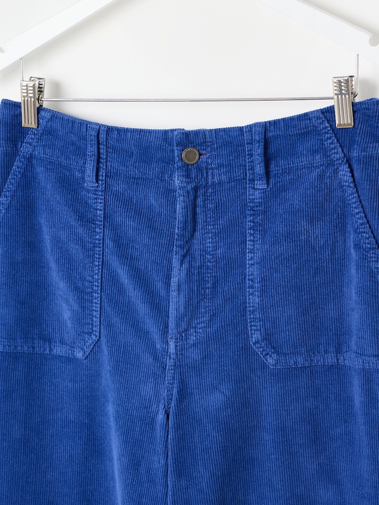 Oliver Bonas Blue Corduroy Cropped Wide Leg Trousers - Image 7 of 7