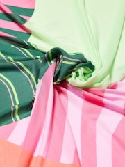 Oliver Bonas Natural Green And Pink Abstract Striped Lightweight Scarf - Image 4 of 6