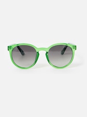Oliver Bonas Green Preppy Crystal Faux Tortoiseshell Round Sunglasses - Image 1 of 5