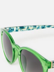 Oliver Bonas Green Preppy Crystal Faux Tortoiseshell Round Sunglasses - Image 2 of 5