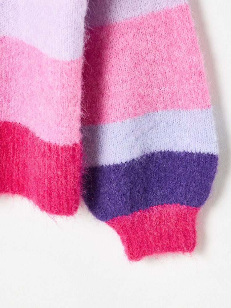 Oliver Bonas Purple Striped Knitted Jumper - Image 8 of 8