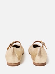 Oliver Bonas Gold Mary Jane Gathered Leather Shoes - Image 2 of 7