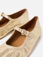 Oliver Bonas Gold Mary Jane Gathered Leather Shoes - Image 6 of 7