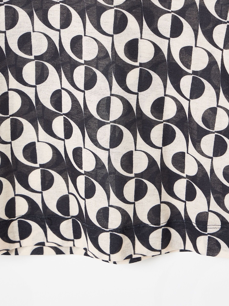 Oliver Bonas Black Abstract Print Mesh Top - Image 8 of 8