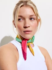 Oliver Bonas Natural Bright Wave Pleated Square Scarf - Image 6 of 6