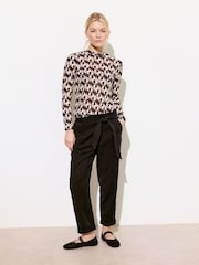 Oliver Bonas Black Paper Bag Waist Tapered Trousers - Image 1 of 8