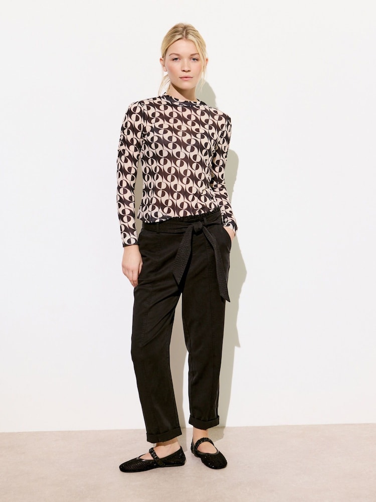 Oliver Bonas Black Paper Bag Waist Tapered Trousers - Image 1 of 8