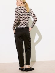 Oliver Bonas Black Paper Bag Waist Tapered Trousers - Image 2 of 8