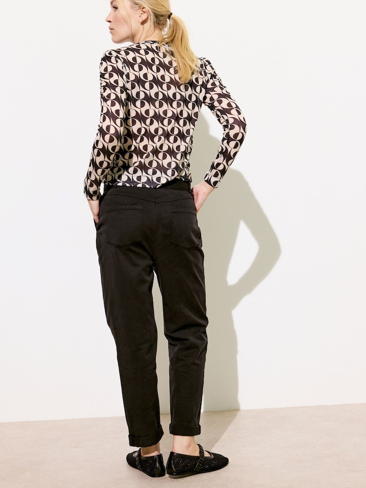 Oliver Bonas Black Paper Bag Waist Tapered Trousers - Image 2 of 8