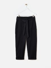 Oliver Bonas Black Paper Bag Waist Tapered Trousers - Image 3 of 8