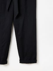 Oliver Bonas Black Paper Bag Waist Tapered Trousers - Image 5 of 8
