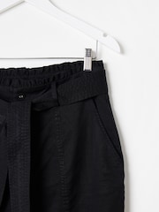 Oliver Bonas Black Paper Bag Waist Tapered Trousers - Image 6 of 8