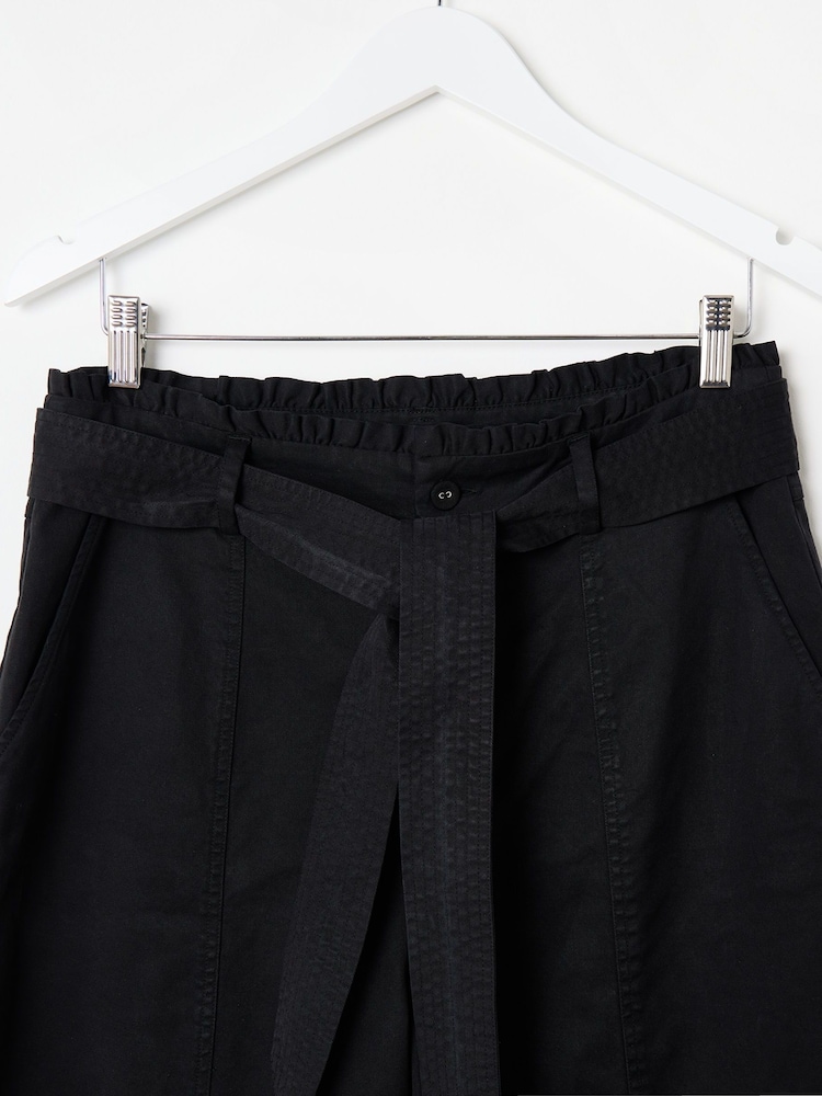 Oliver Bonas Black Paper Bag Waist Tapered Trousers - Image 8 of 8