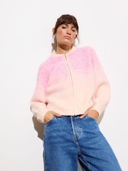 Oliver Bonas Pink Ombre Knitted Bomber Jacket - Image 1 of 8