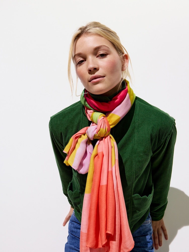 Oliver Bonas Natural Bright Wave Lightweight Scarf - Image 5 of 5