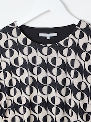 Oliver Bonas Black Floral Print Ruched Midi Dress - Image 5 of 8