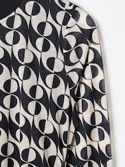 Oliver Bonas Black Floral Print Ruched Midi Dress - Image 6 of 8