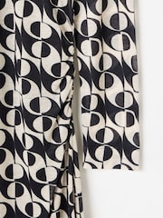 Oliver Bonas Black Floral Print Ruched Midi Dress - Image 7 of 8